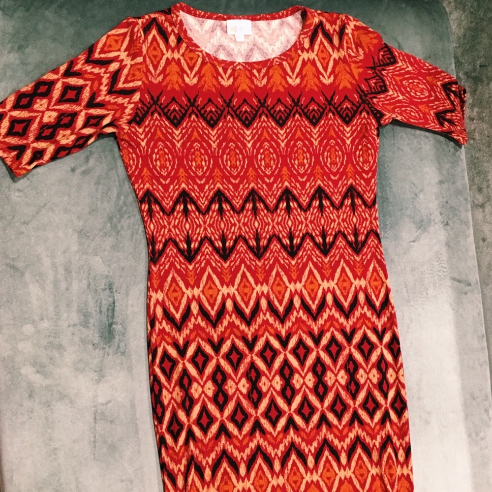 LULAROE Julia-Style Royal Red Tribal Print Dress